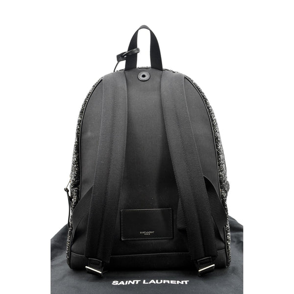YVES SAINT LAURENT City Glitter Canvas Backpack Bag Black