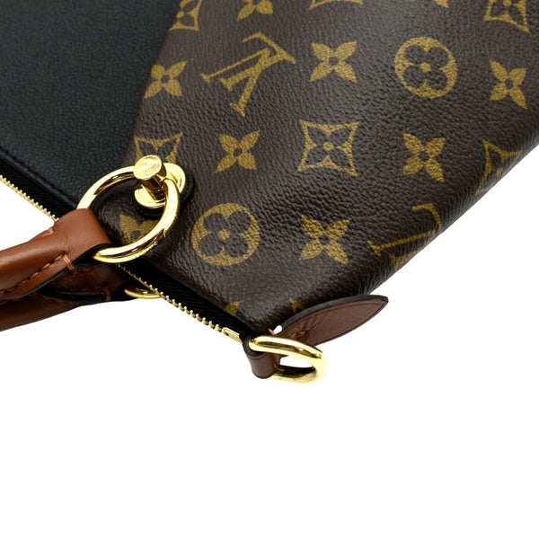 LOUIS VUITTON V TOTE MM Monogram Leather Hobo Bag Black