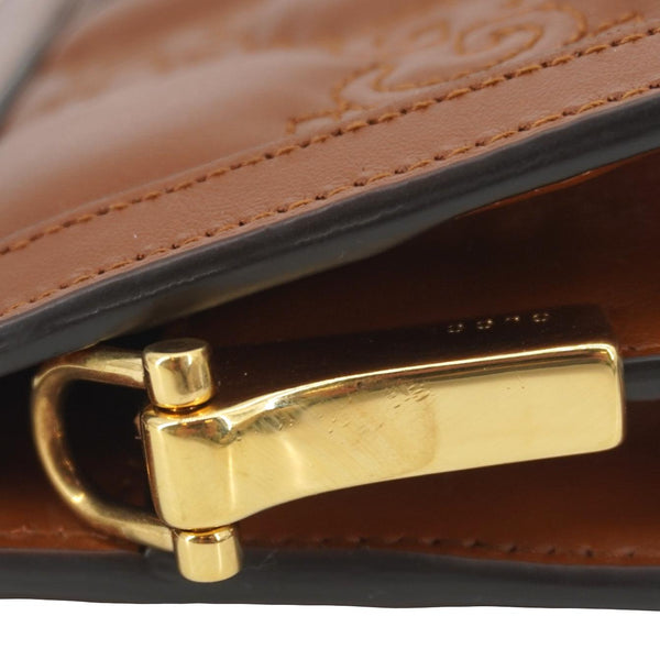 GUCCI Double G Small Matelasse Leather Shoulder Bag Brown 702200