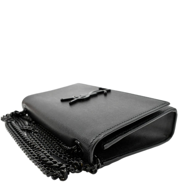 YVES SAINT LAURENT Kate Leather Chain Clutch Crossbody Bag Black