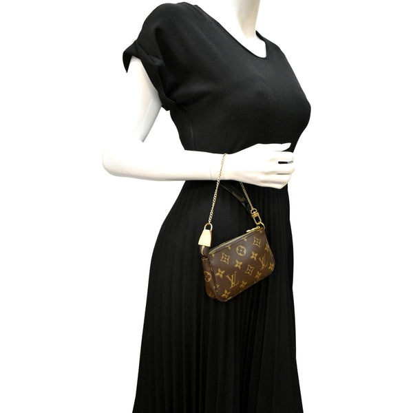LOUIS VUITTON Mini Pochette Monogram Canvas Accessoires Pouch Brown