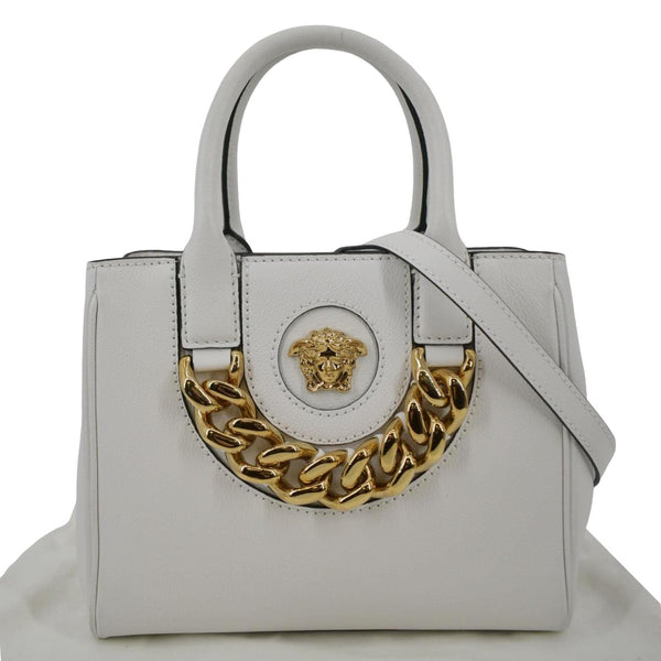 VERSACE La Medusa Leather Top Handle Shoulder Bag White