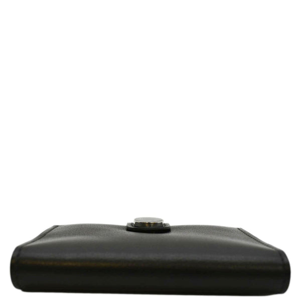 HERMES Leather Card Holder Wallet Black