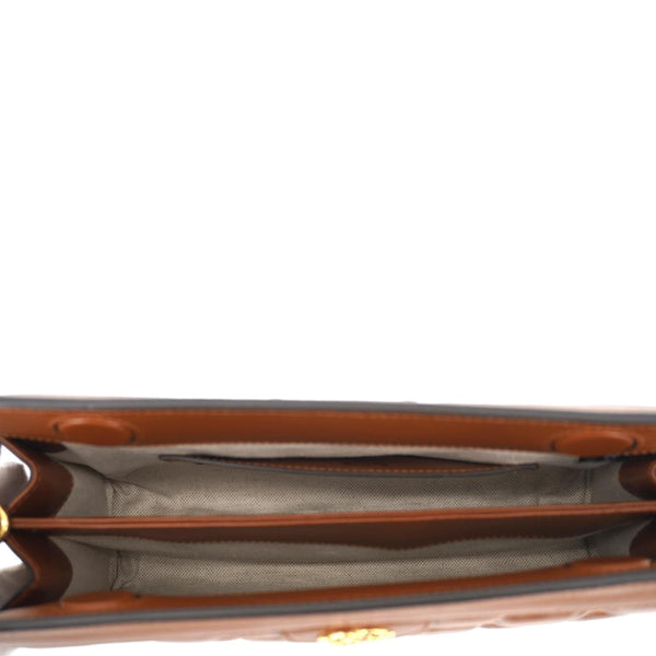 GUCCI Double G Small Matelasse Leather Shoulder Bag Brown 702200