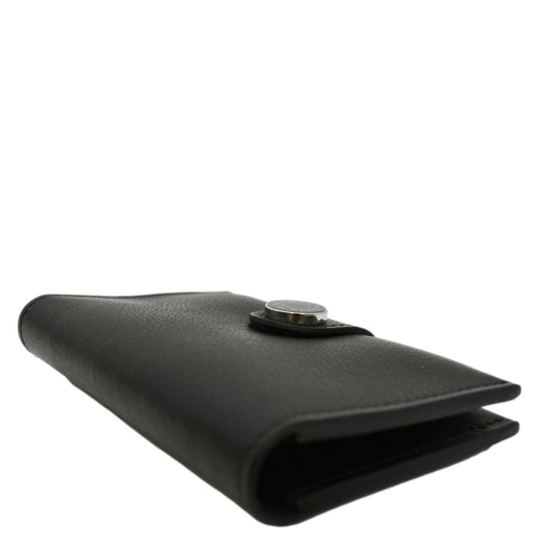 HERMES Leather Card Holder Wallet Black