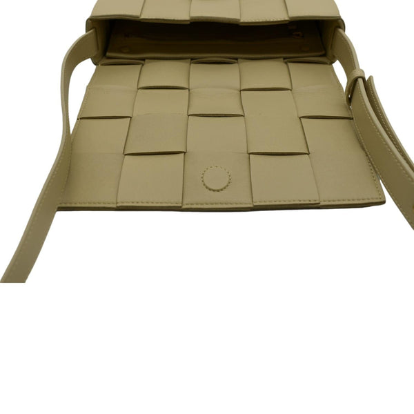 BOTTEGA VENETA Cassette Intreccio Leather Crossbody Bag Beige