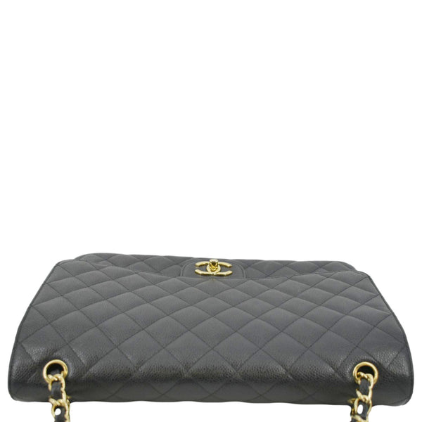 CHANEL Classic Maxi Flap Quilted Caviar Leather Shoulder Bag Black