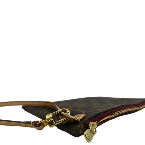 LOUIS VUITTON Neverfull Monogram Canvas Pochette Wristlet Pouch Cerise