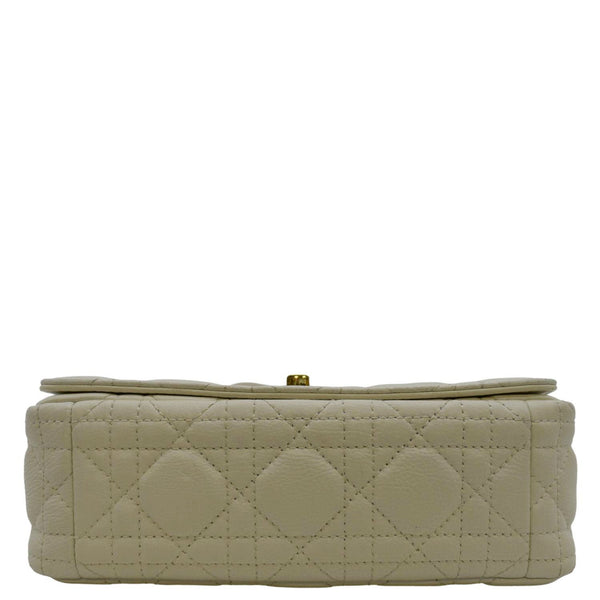 CHRISTIAN DIOR Caro Small Supple Cannage Calfskin Leather Shoulder Bag Ivory