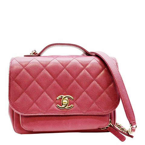CHANEL Business Affinity Medium Flap Quilted Caviar Shoulder Bag Pink