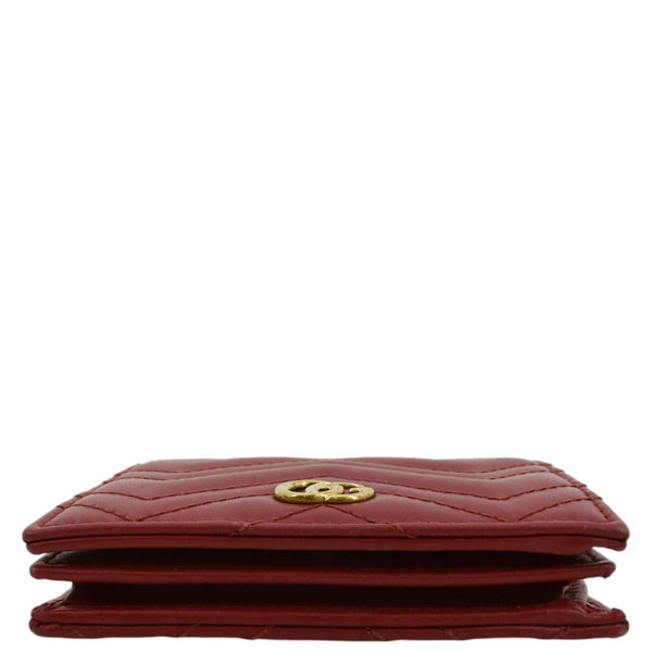 GUCCI Marmont GG Matelasse Leather Card Case Wallet Red 466492
