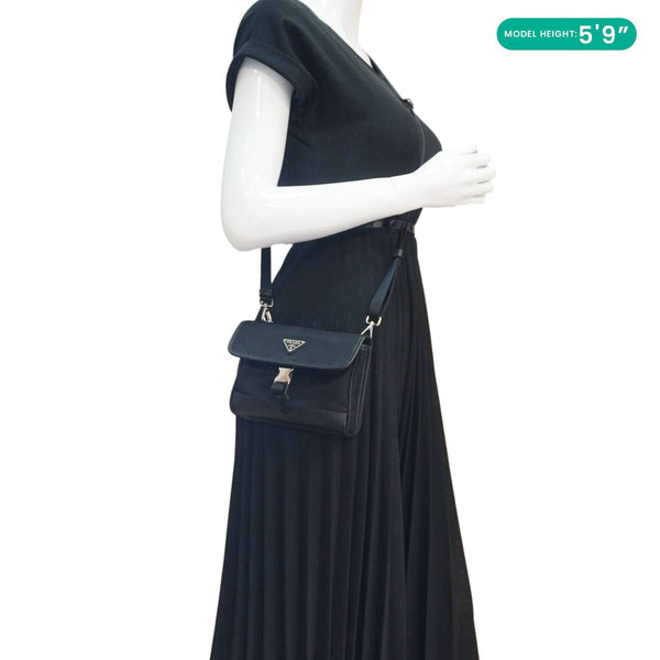 PRADA Re-Nylon Saffiano Smartphone Case Shoulder Bag Black