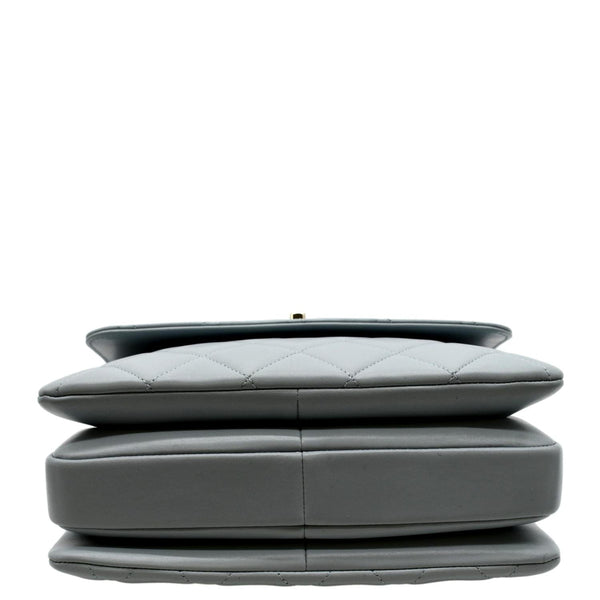 CHANEL Trendy CC Top Handle Flap Quilted Leather Shoulder Bag Light Blue