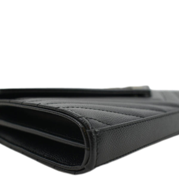 YVES SAINT LAURENT Cassandre Chain Wallet Leather Crossbody Bag Black