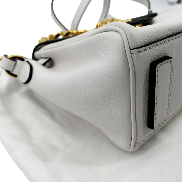 VERSACE La Medusa Leather Top Handle Shoulder Bag White