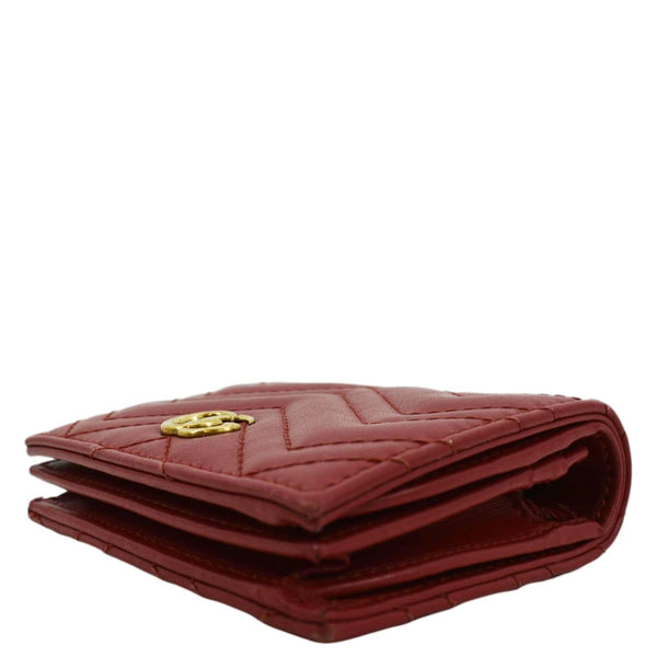 GUCCI Marmont GG Matelasse Leather Card Case Wallet Red 466492