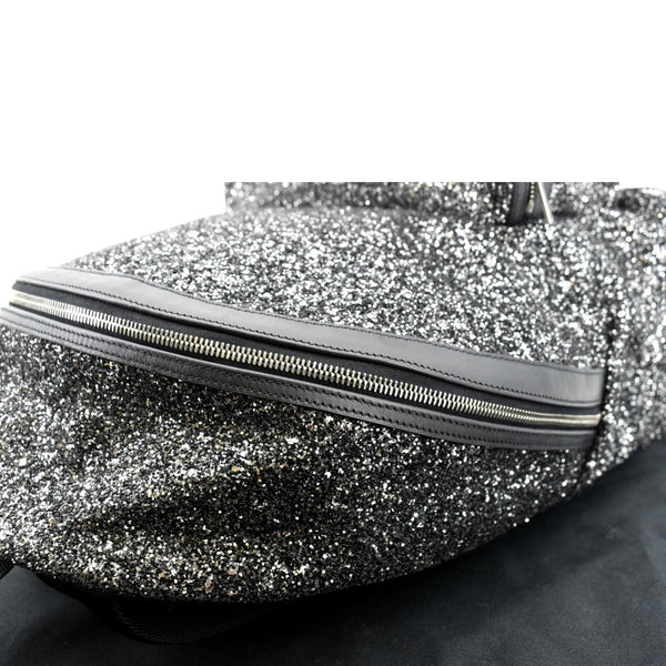 YVES SAINT LAURENT City Glitter Canvas Backpack Bag Black