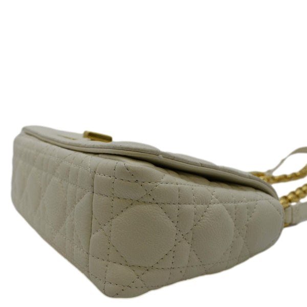 CHRISTIAN DIOR Caro Small Supple Cannage Calfskin Leather Shoulder Bag Ivory