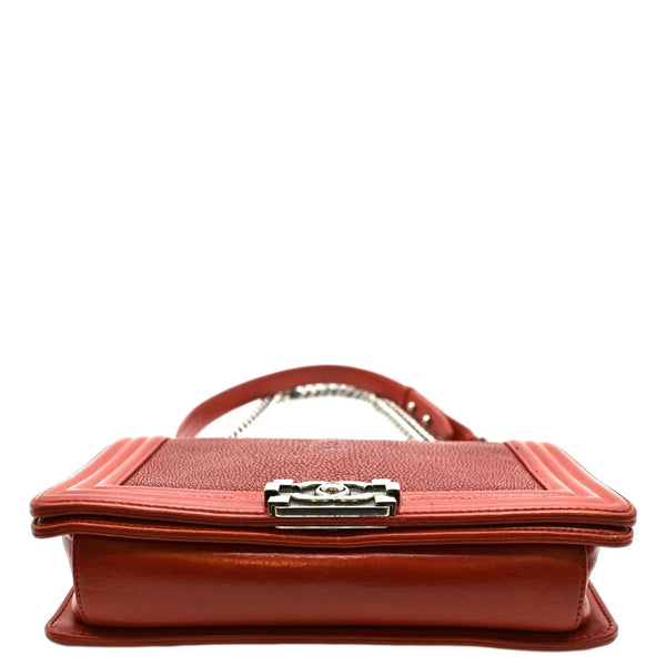CHANEL Boy Flap with Stingray Leather Shoulder Bag Red - Final Sale
