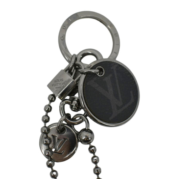 LOUIS VUITTON Porto Crechenne Monogram ID Pocket Key Chain Bag Charm Silver