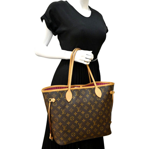 LOUIS VUITTON Neverfull MM Monogram Canvas Tote Bag Brown