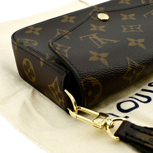 LOUIS VUITTON Felicie Strap & Go Pochette Monogram Canvas Shoulder Bag Brown
