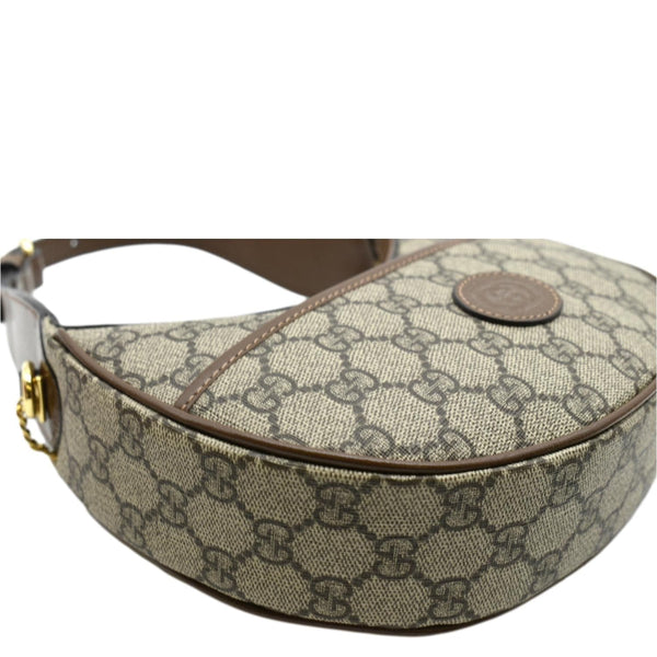 Gucci Half Moon Mini GG Supreme Canvas Crossbody Bag - Bottom Left