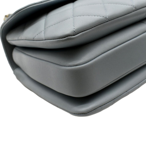 CHANEL Trendy CC Top Handle Flap Quilted Leather Shoulder Bag Light Blue