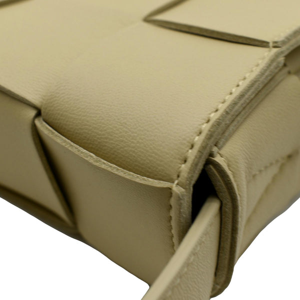 BOTTEGA VENETA Cassette Intreccio Leather Crossbody Bag Beige