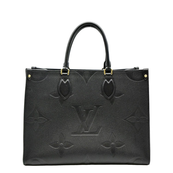 LOUIS VUITTON Onthego MM Giant Monogram Empreinte Leather Tote Bag Black