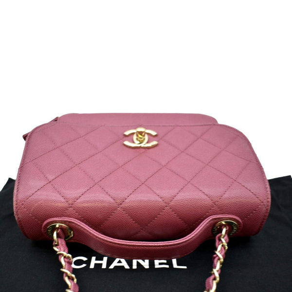 CHANEL Business Affinity Medium Flap Quilted Caviar Shoulder Bag Pink