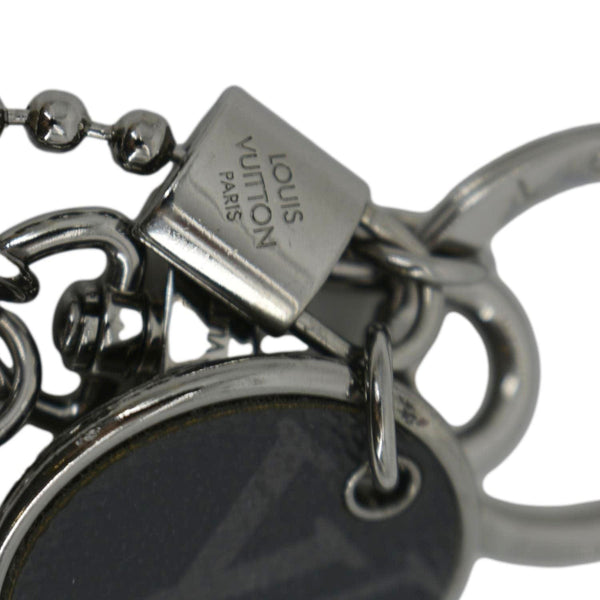 LOUIS VUITTON Porto Crechenne Monogram ID Pocket Key Chain Bag Charm Silver