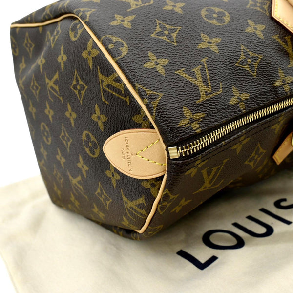 Louis Vuitton Speedy 35 Monogram Canvas Satchel Bag in brown color - Right Side