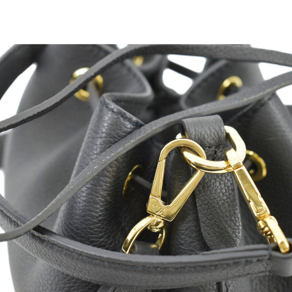 LOUIS VUITTON Lockme Leather Crossbody Bucket Bag Black