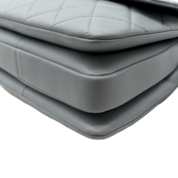 CHANEL Trendy CC Top Handle Flap Quilted Leather Shoulder Bag Light Blue