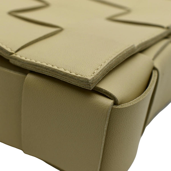 BOTTEGA VENETA Cassette Intreccio Leather Crossbody Bag Beige