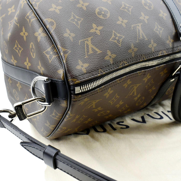 LOUIS VUITTON Keepall 55 Bandouliere Monogram Macassar Travel Bag Brown