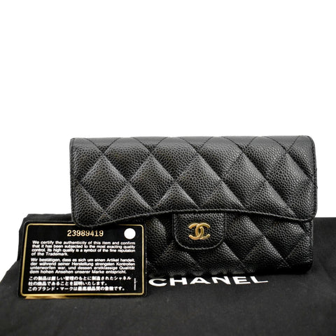 Chanel Flap Quilted Caviar Wallet in Black Color