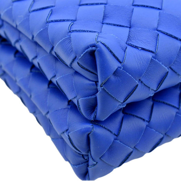 BOTTEGA VENETA Intrecciato Leather Crossbody Messenger Bag Blue