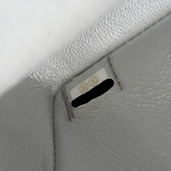 CHANEL Rectangular Flap Mini Lambskin Leather Shoulder Bag Silver Metallic