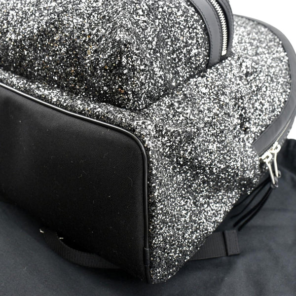 YVES SAINT LAURENT City Glitter Canvas Backpack Bag Black