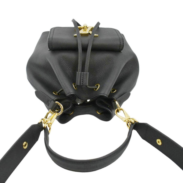 LOUIS VUITTON Lockme Leather Crossbody Bucket Bag Black