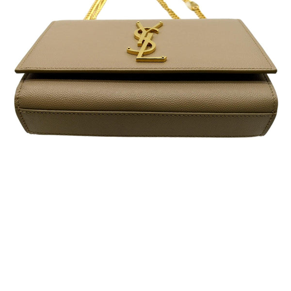 YVES SAINT LAURENT Kate Leather Chain Clutch Crossbody Bag Beige