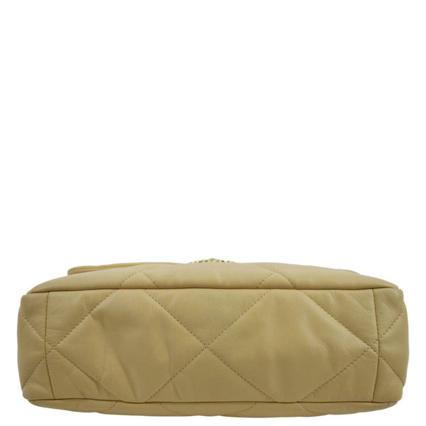 Chanel 19 Small Flap Quilted Lambskin Leather Shoulder Bag Beige