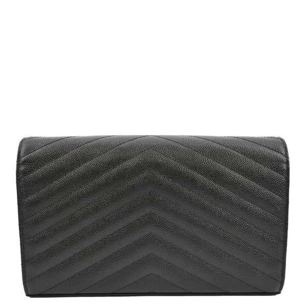 YVES SAINT LAURENT Cassandre Chain Wallet Leather Crossbody Bag Black