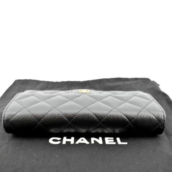 Chanel Flap Quilted Caviar Wallet in Black Color - Top