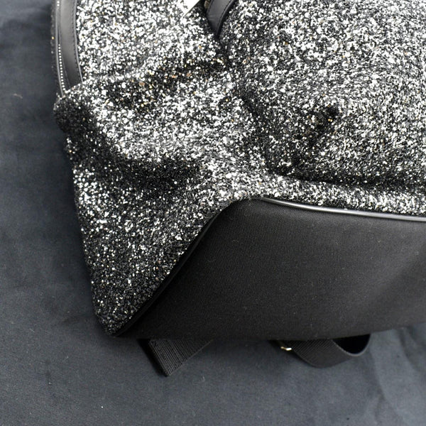 YVES SAINT LAURENT City Glitter Canvas Backpack Bag Black