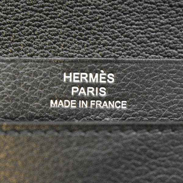 HERMES Leather Card Holder Wallet Black