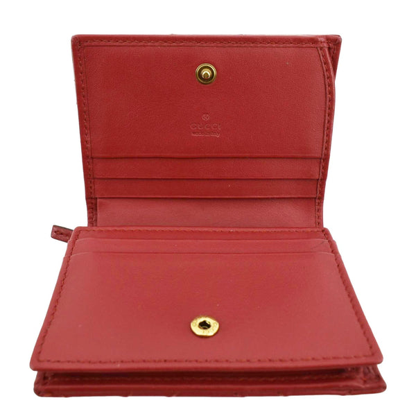 GUCCI Marmont GG Matelasse Leather Card Case Wallet Red 466492