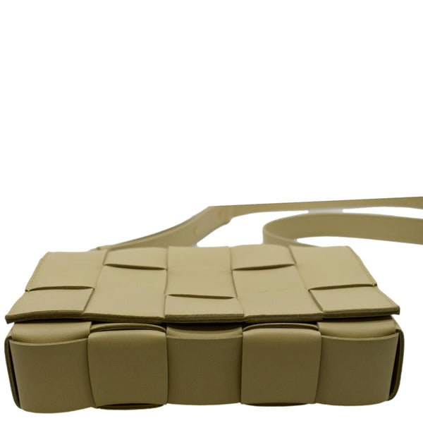 BOTTEGA VENETA Cassette Intreccio Leather Crossbody Bag Beige